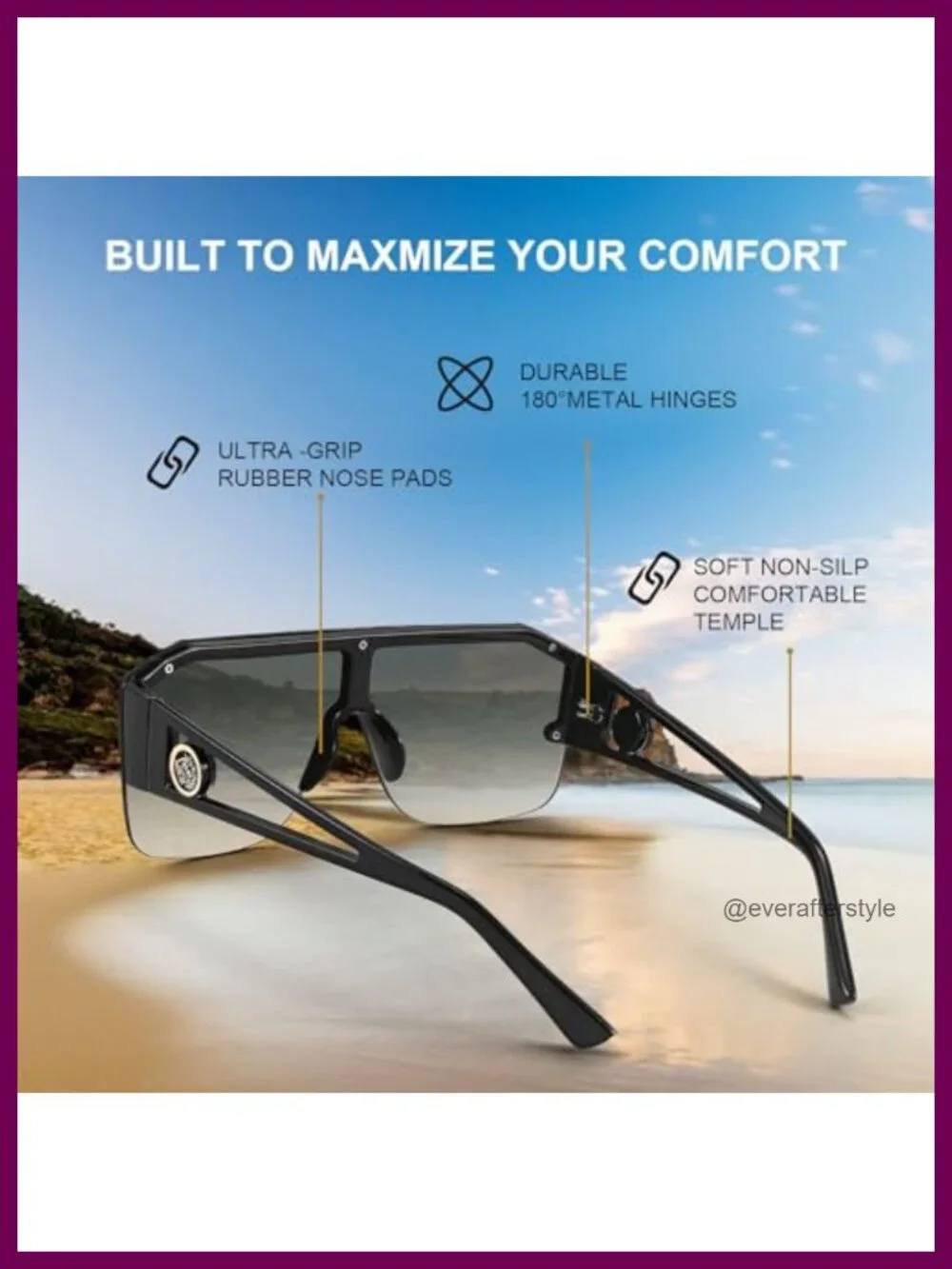 Oversized Square Shield Sunglasses UV400 Polarized
